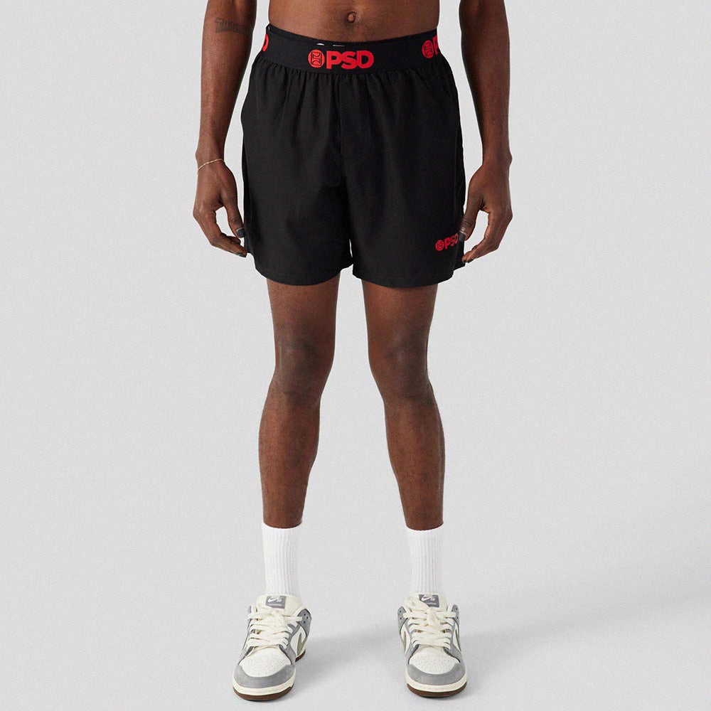 WARFACE - Two-Piece Sports Shorts - Fragment Warrior Face - Black (Inner layer is a drawstring)