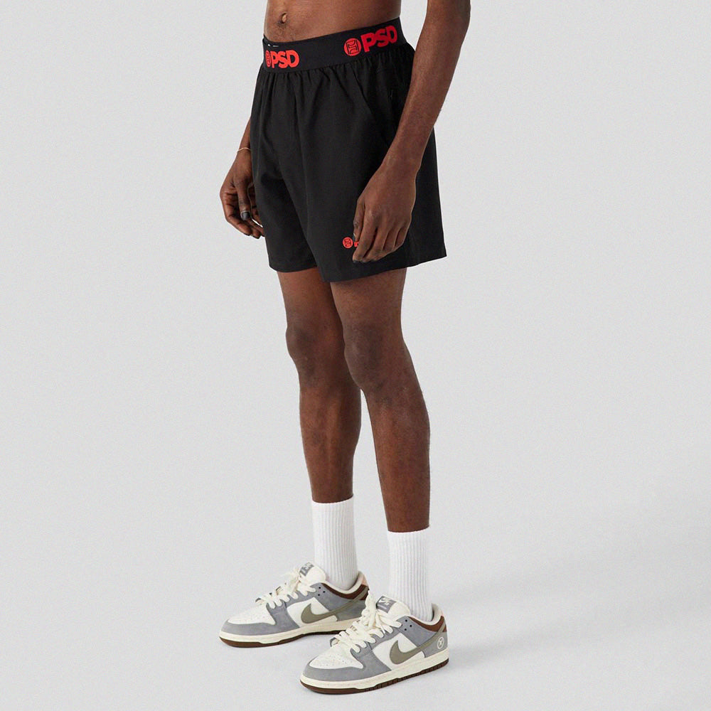 WARFACE - Two-Piece Sports Shorts - Fragment Warrior Face - Black (Inner layer is a drawstring)