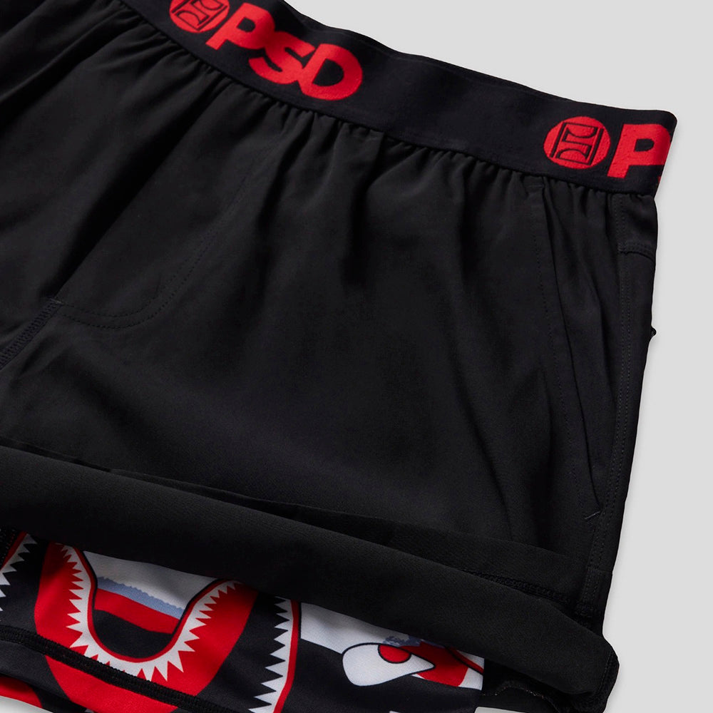 WARFACE - Two-Piece Sports Shorts - Fragment Warrior Face - Black (Inner layer is a drawstring)