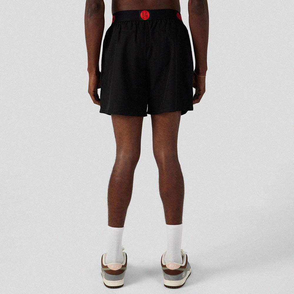 WARFACE - Two-Piece Sports Shorts - Fragment Warrior Face - Black (Inner layer is a drawstring)