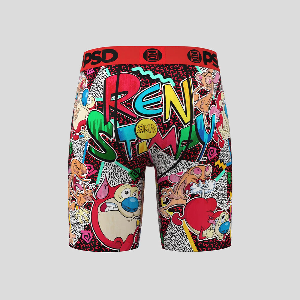 REN AND STIMPY- 平口四角褲-復古派-紅色