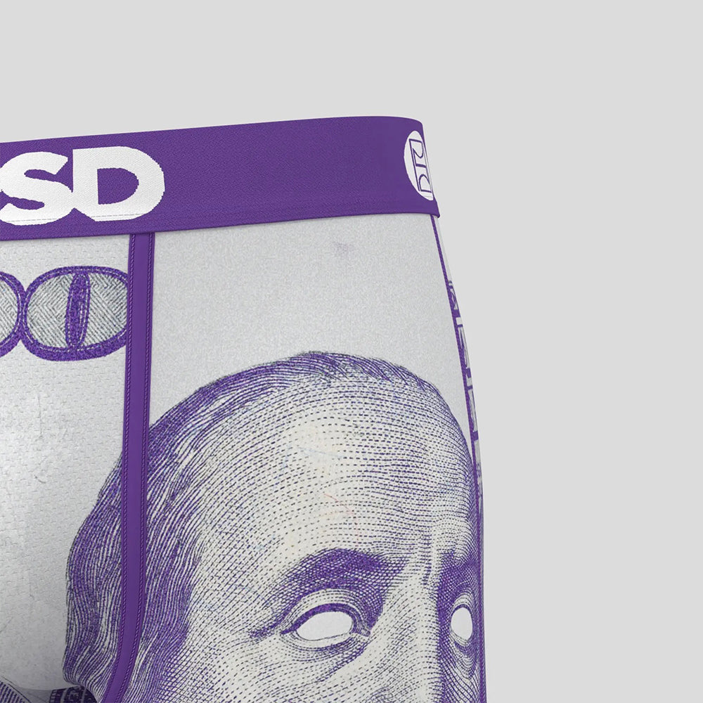 MONEY- 平口四角褲-美金100-紫色