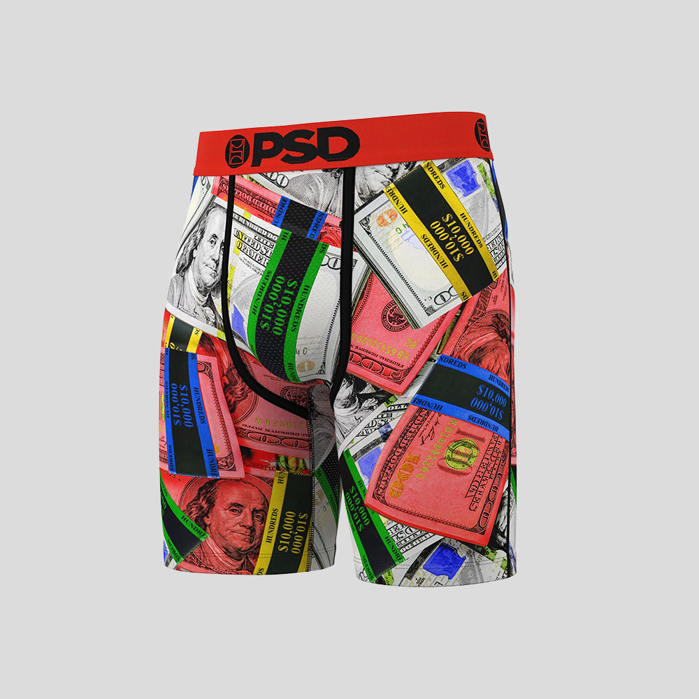 MONEY- Boxer Briefs-Colored US Dollars-Red