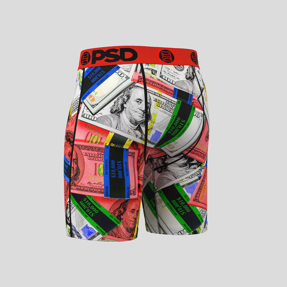 MONEY- Boxer Briefs-Colored US Dollars-Red