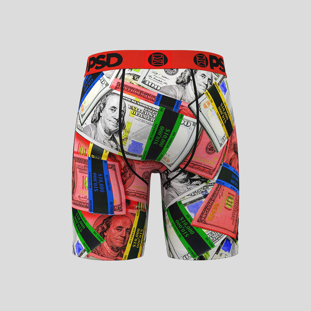 MONEY- Boxer Briefs-Colored US Dollars-Red