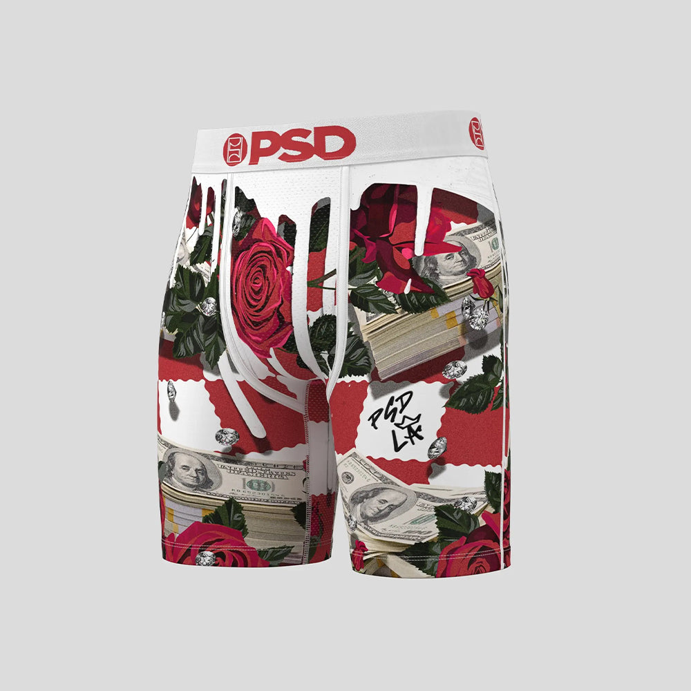 FLORAL- Boxer Briefs-Red Rose-White