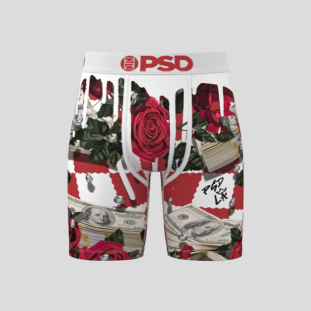 FLORAL- Boxer Briefs-Red Rose-White