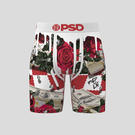 FLORAL- Boxer Briefs-Red Rose-White