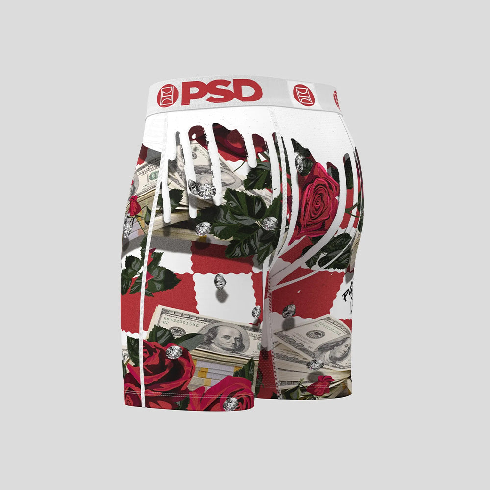 FLORAL- Boxer Briefs-Red Rose-White