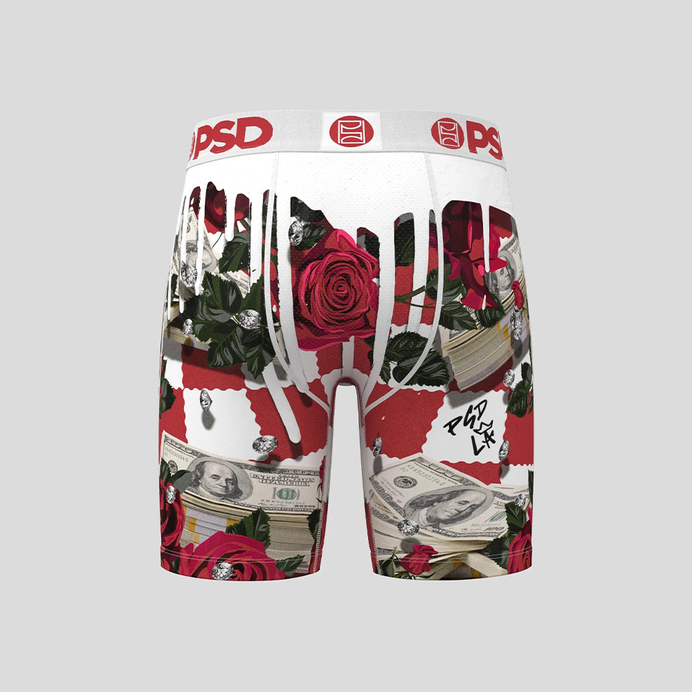 FLORAL- Boxer Briefs-Red Rose-White