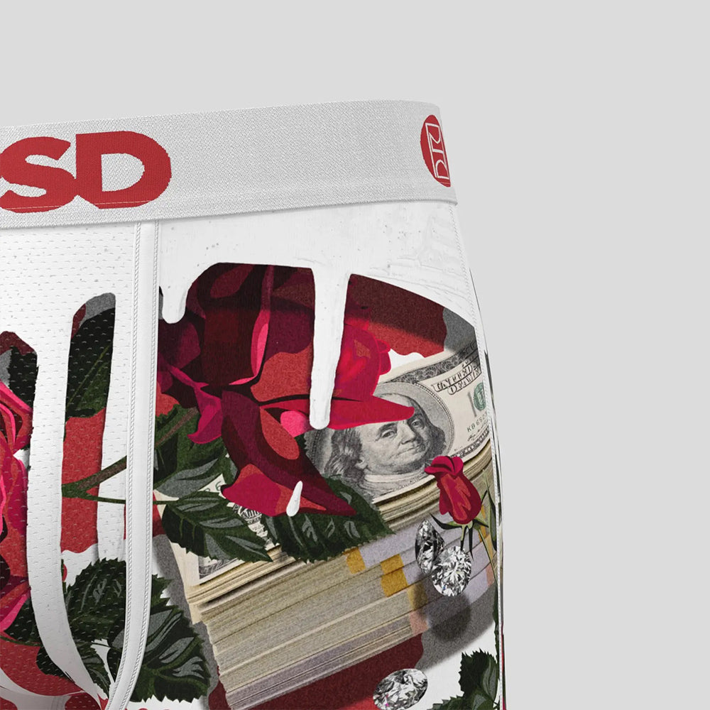 FLORAL- Boxer Briefs-Red Rose-White