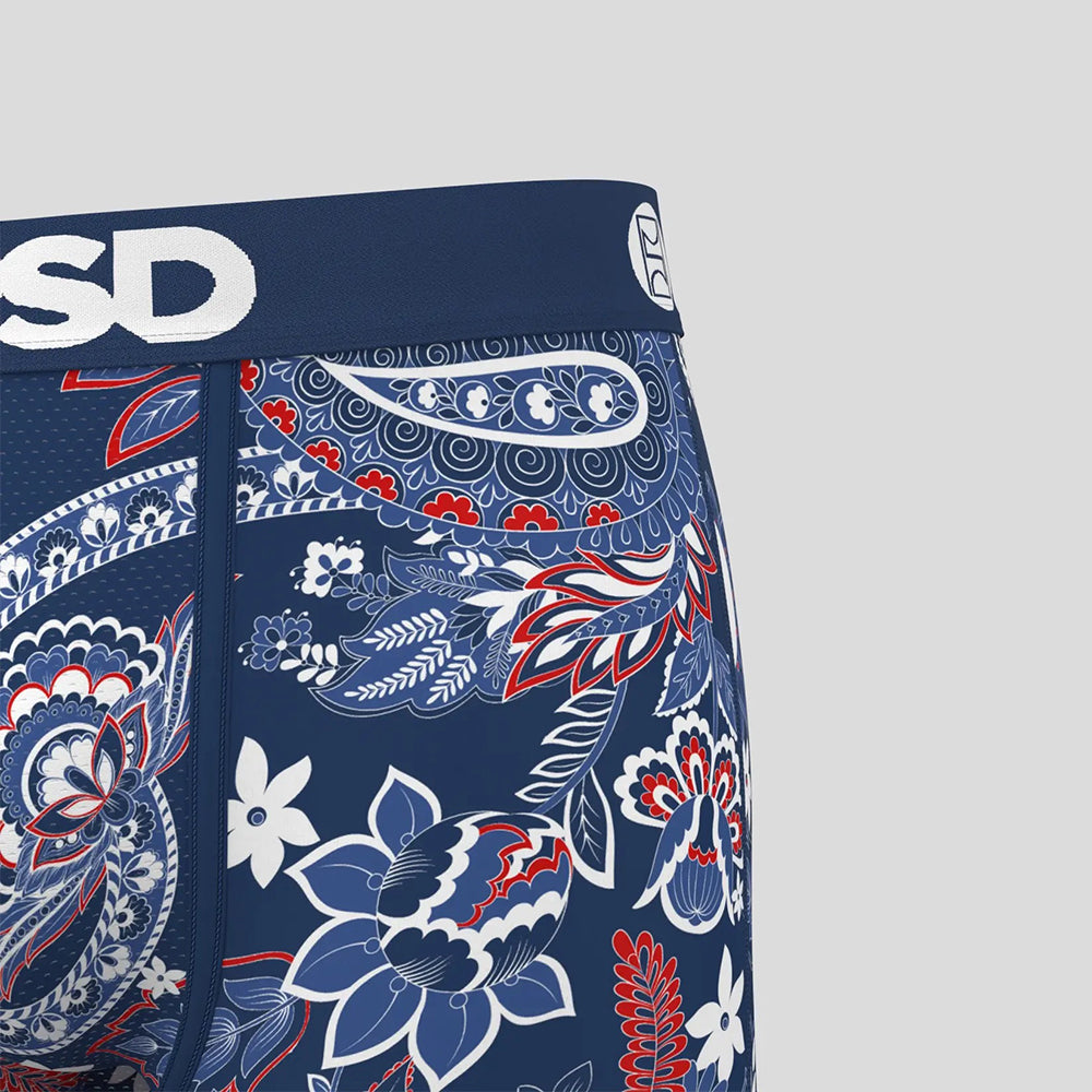 BANDANA- 平口四角褲-佩斯利花紋-藍色
