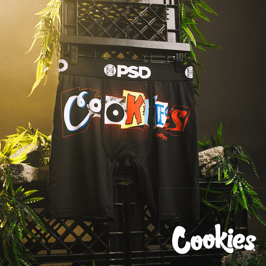 COOKIES- 平口四角褲-拼貼風暴-黑色