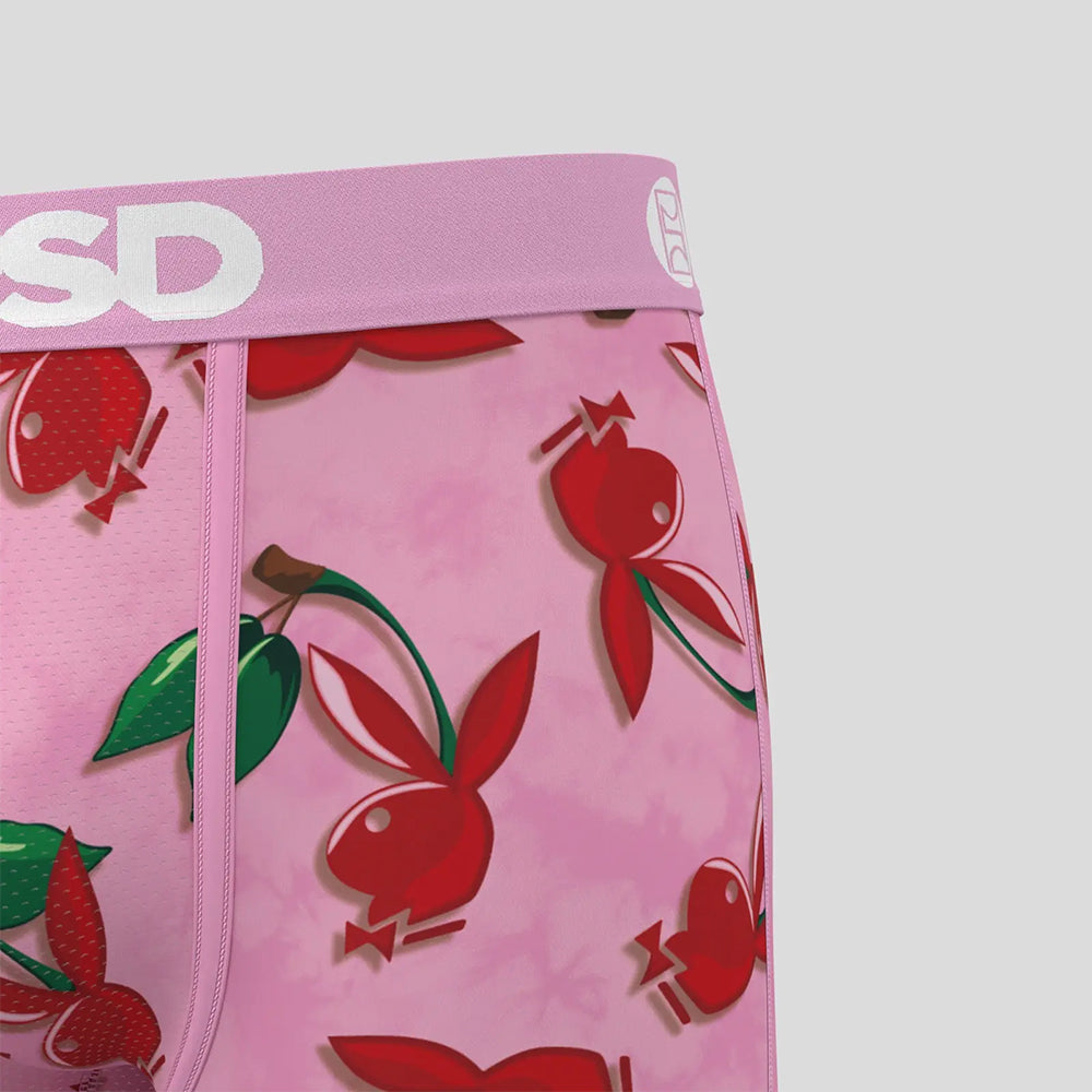 PLAYBOY- 平口四角褲-櫻桃兔女郎-粉色