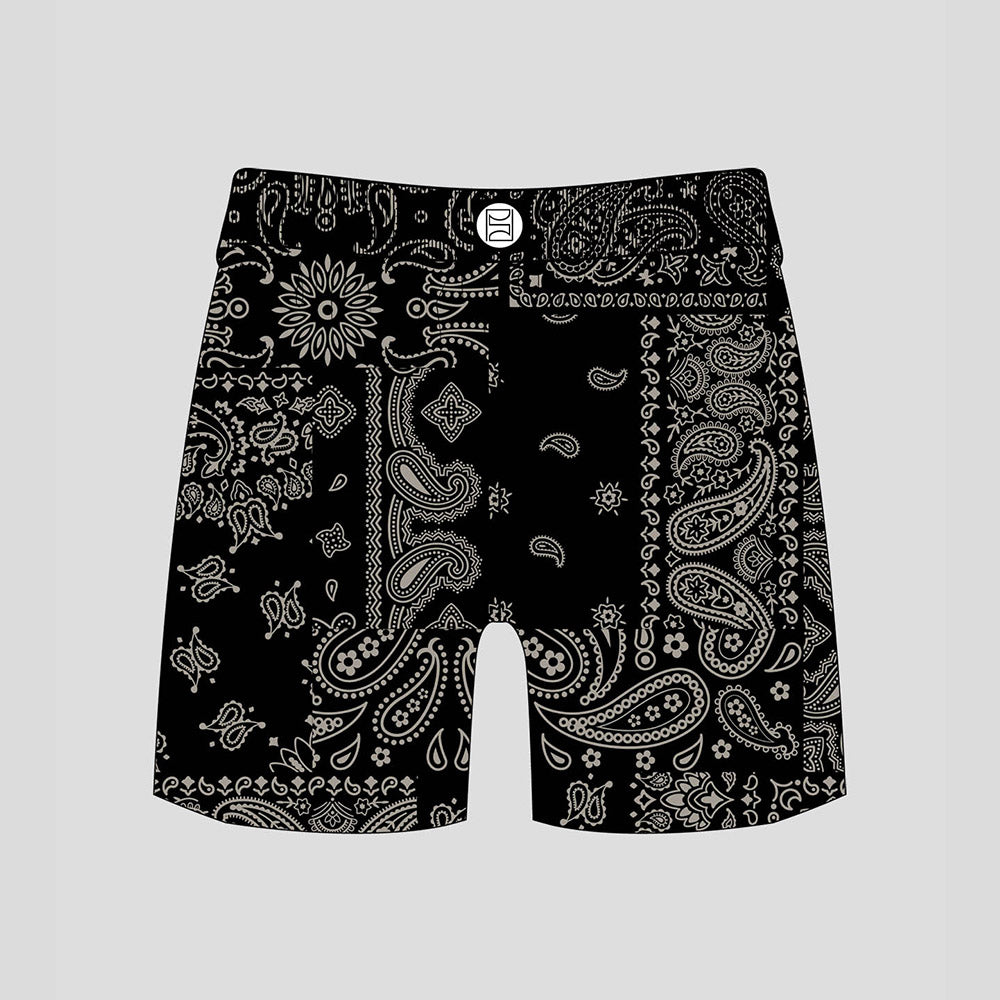 ESSENTIAL- 短褲-佩斯利花紋-黑色