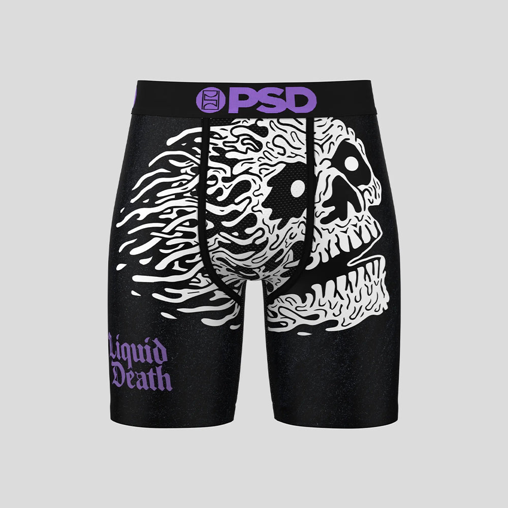 LIQUID DEATH-Flat Boxer Briefs-Death Water Joint Model-Black