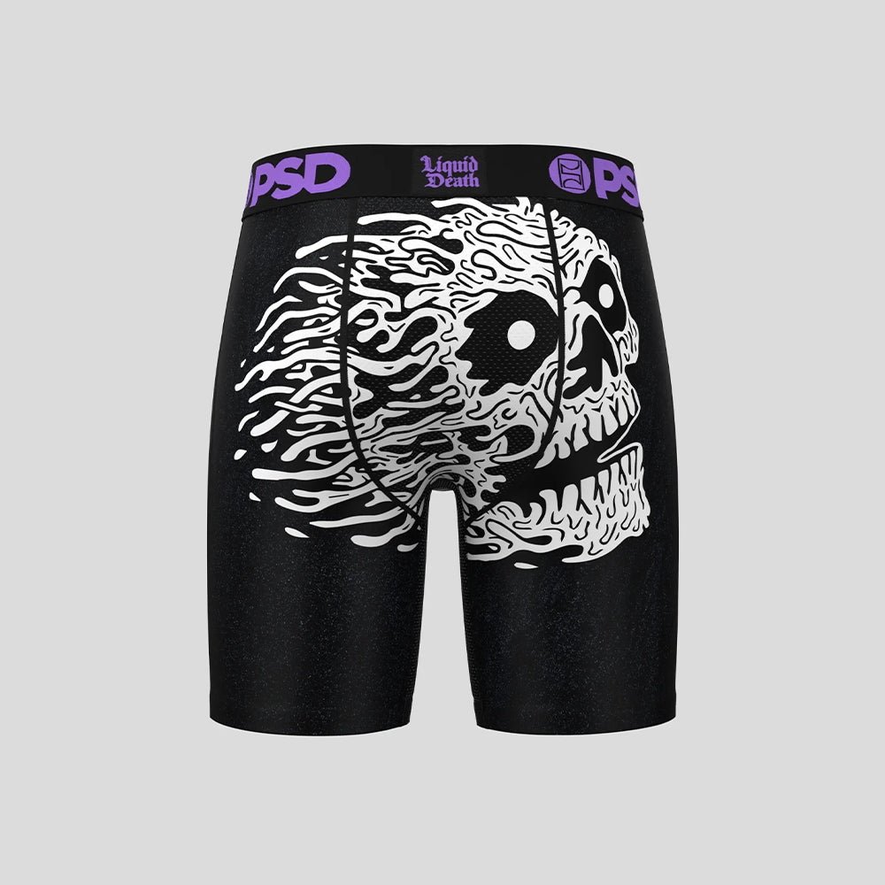 LIQUID DEATH-Flat Boxer Briefs-Death Water Joint Model-Black