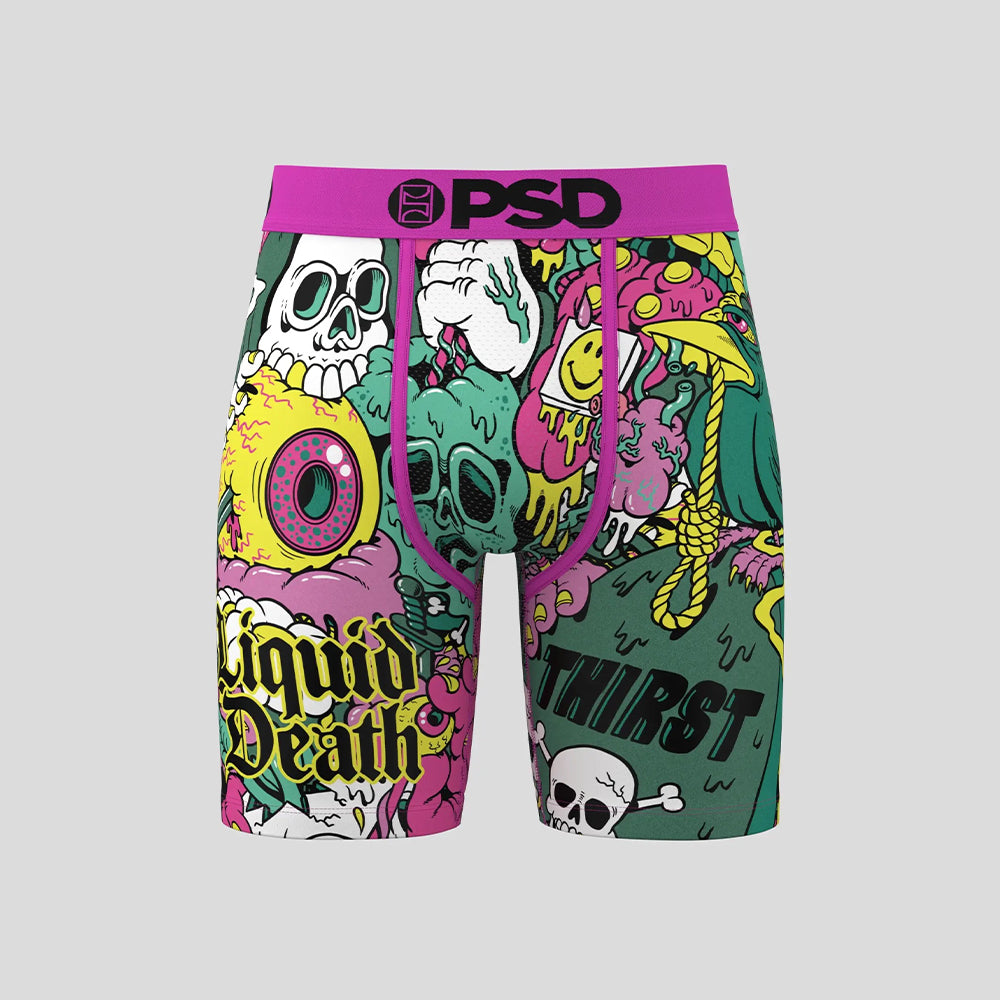 LIQUID DEATH-Flat Boxer Briefs-Death Water Joint Model-Pink
