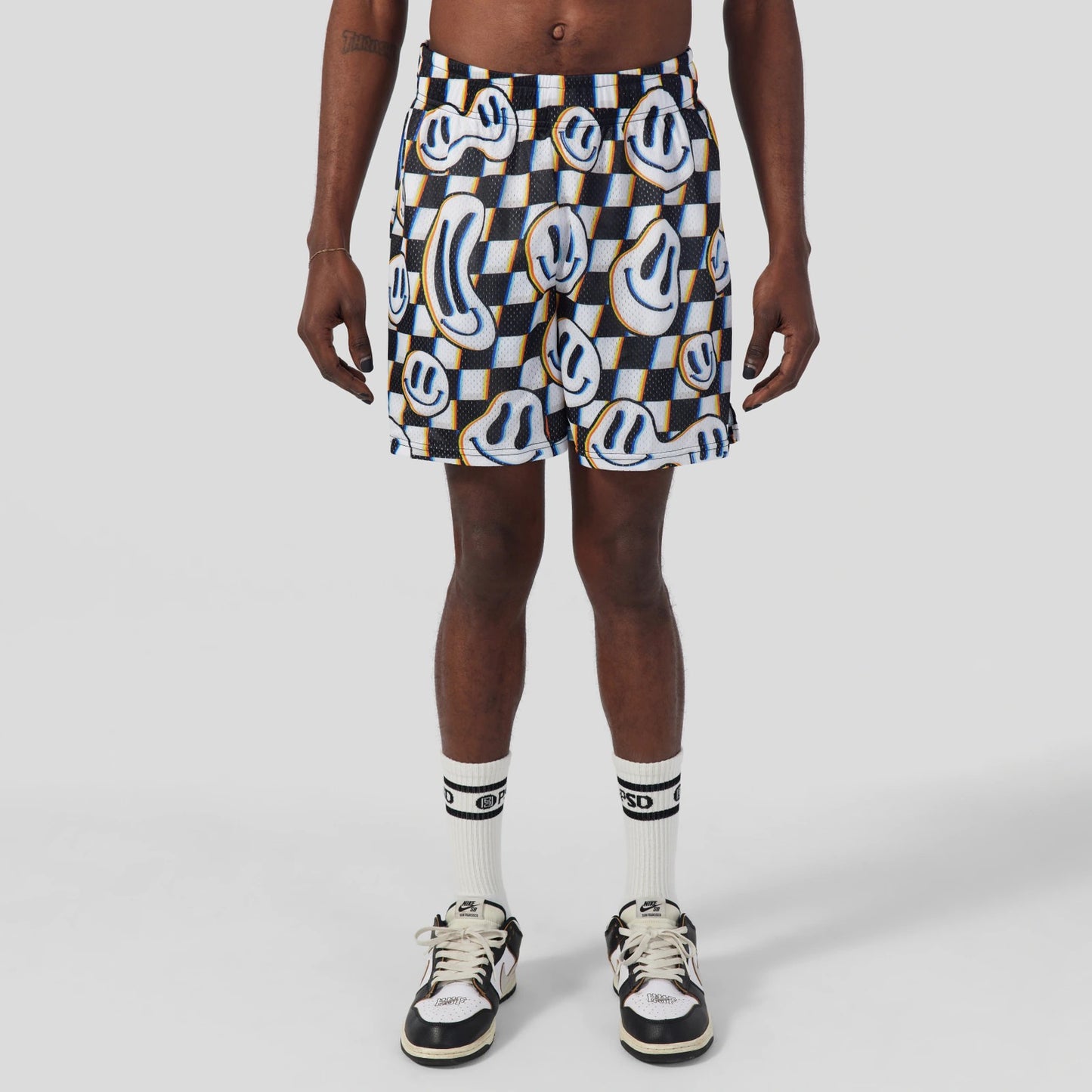 RECREATION- Sports Shorts-Smiley Space-White