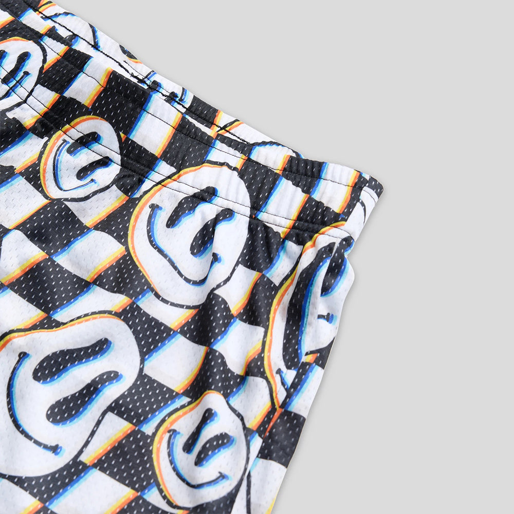 RECREATION- Sports Shorts-Smiley Space-White