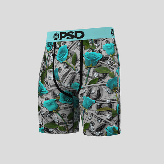 MONEY- Boxer Briefs-Money and Roses-Teal
