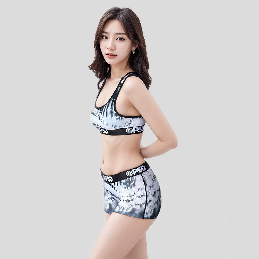 Tie Dye- Cropped Tank Top-Wave-Black