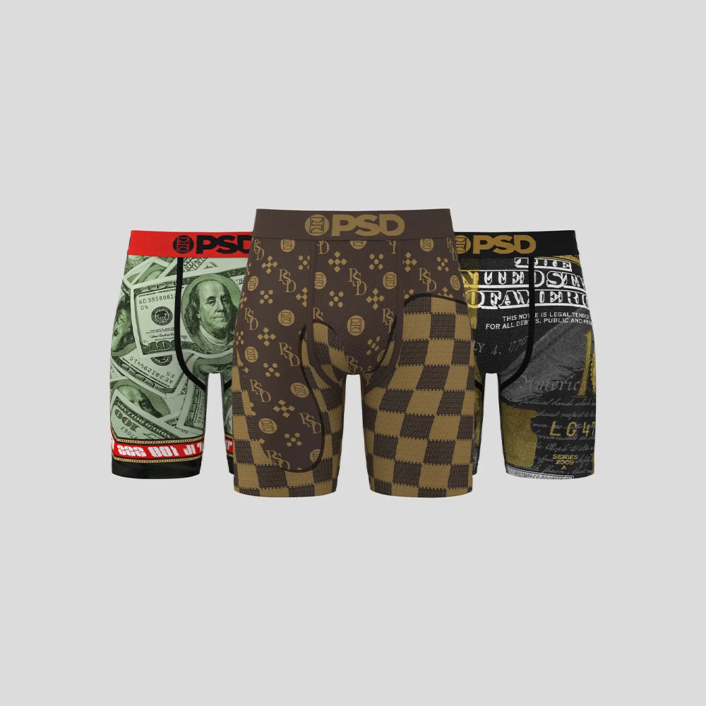 3-Pack - Boxer Briefs - Make Big Money - Brown