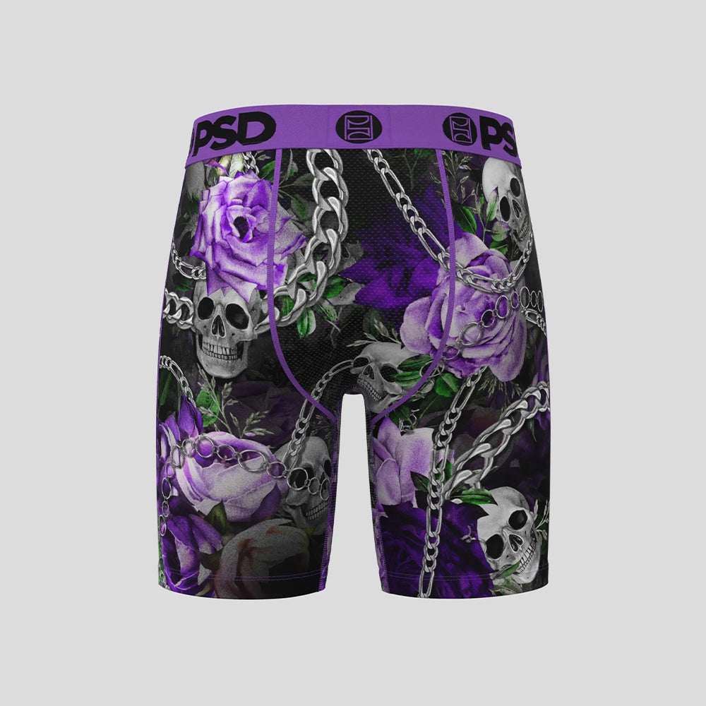 FLORAL- 平口四角褲-暗黑紫玫瑰-紫色