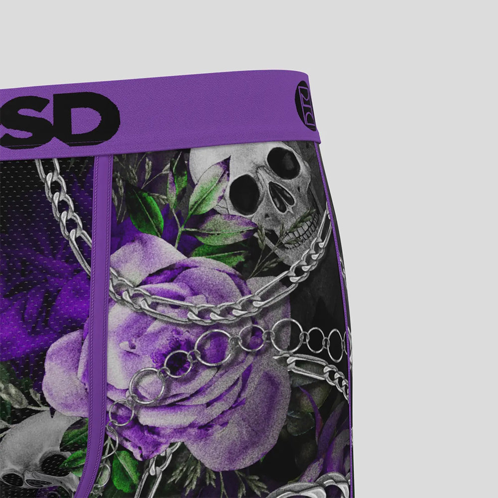 FLORAL- 平口四角褲-暗黑紫玫瑰-紫色