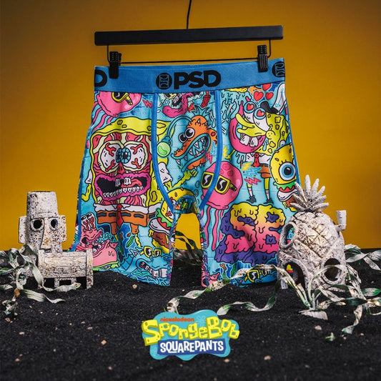 SPONGEBOB-Flat Boxer Briefs-Punk Sponge-Blue