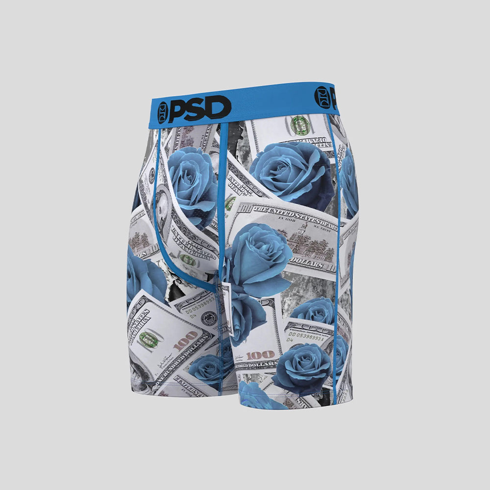 MONEY- Boxer Briefs-Powder Blue Rose-Blue
