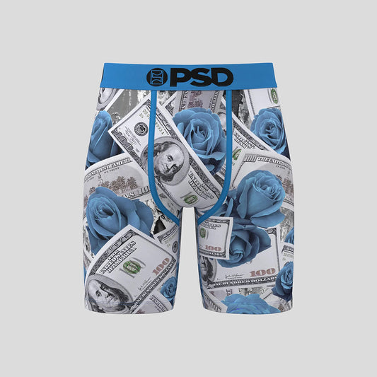 MONEY- Boxer Briefs-Powder Blue Rose-Blue