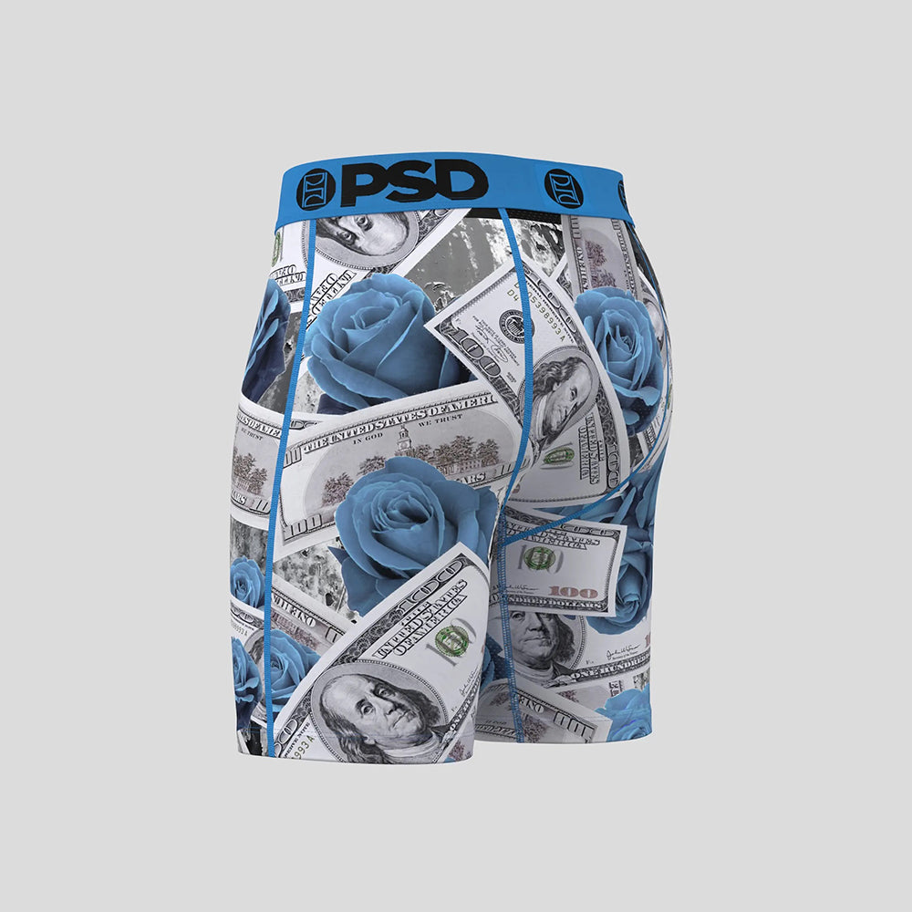MONEY- Boxer Briefs-Powder Blue Rose-Blue
