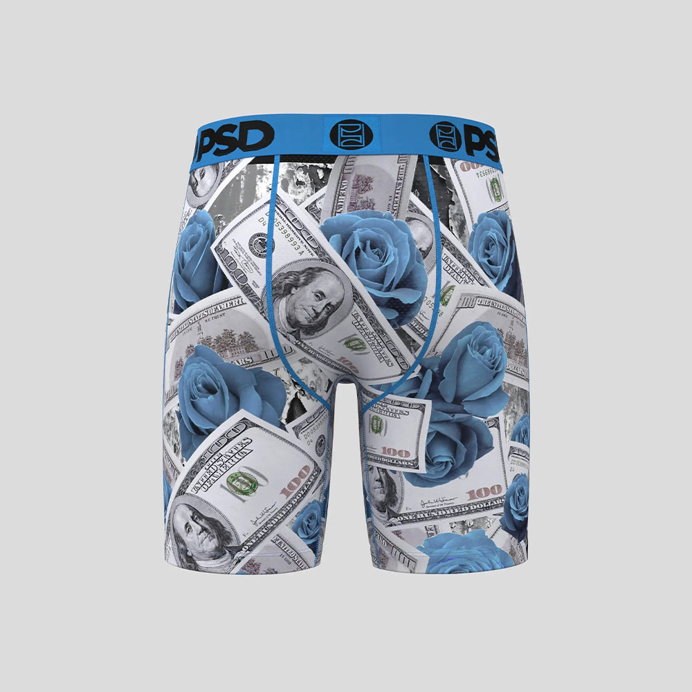 MONEY- Boxer Briefs-Powder Blue Rose-Blue
