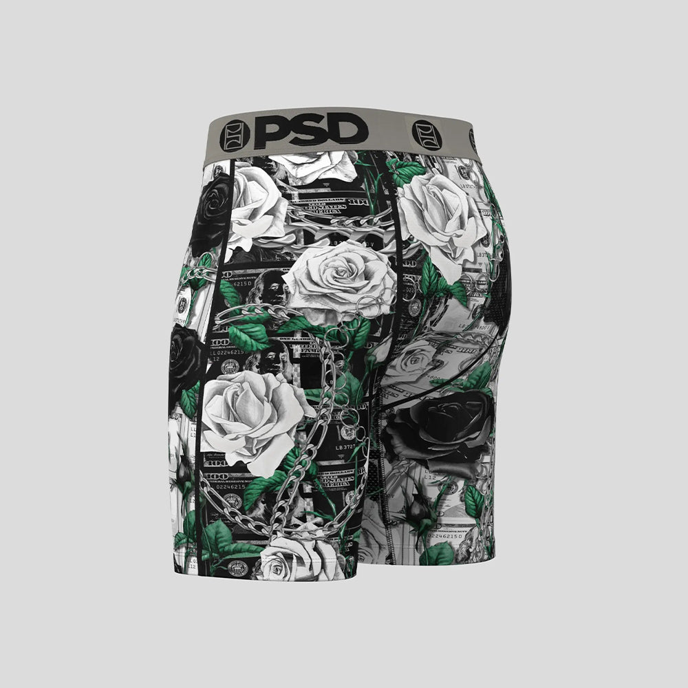 FLORAL-Boxer Briefs-Black and White Rose-Gray