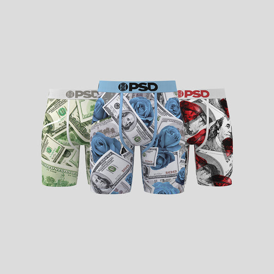 3-Piece Set - Boxer Briefs - I Love Money - Blue