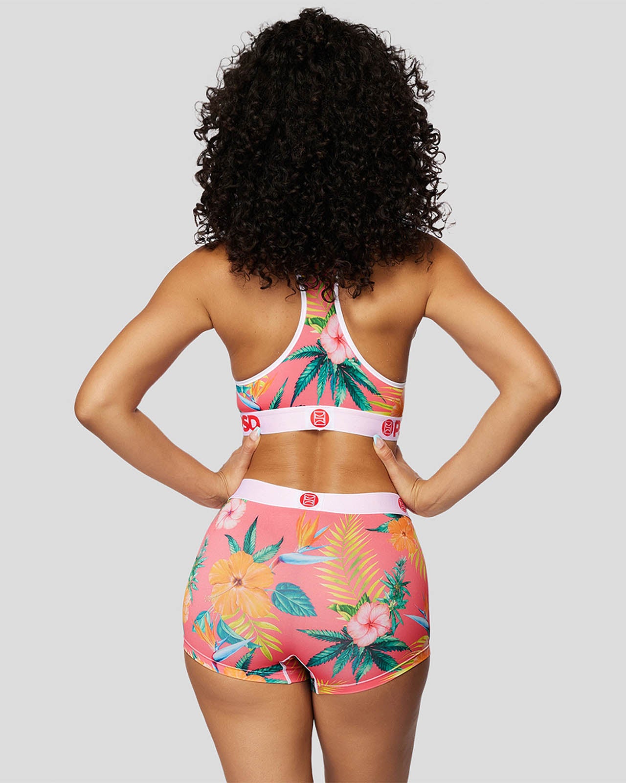 FLORAL- 短版平口褲-熱情夏威夷-桃色