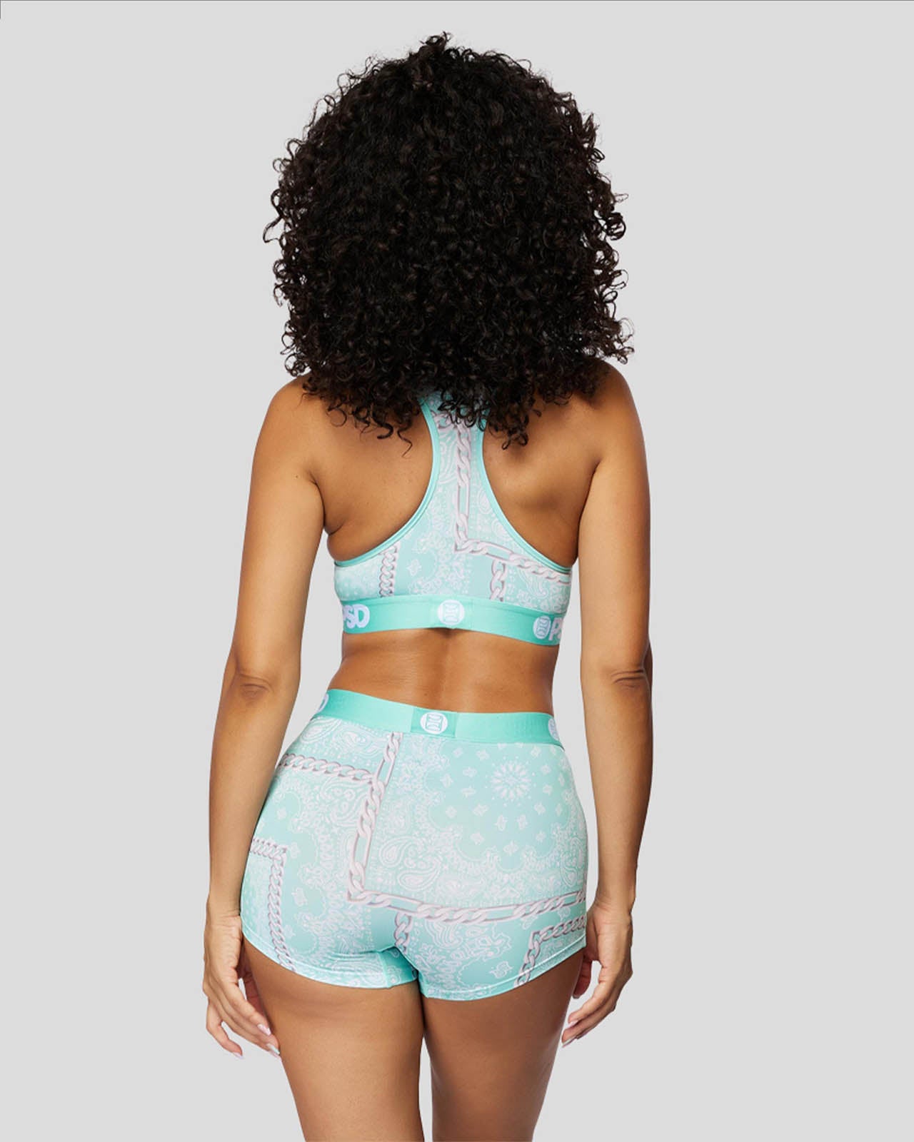 BANDANA- Cropped Tank Top-Paisley Pattern-Water Blue