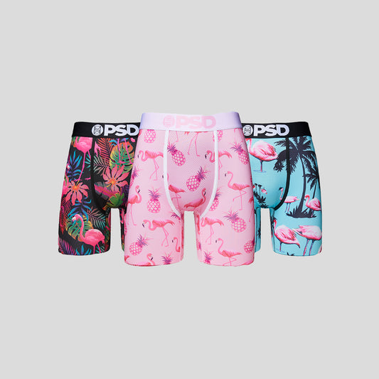 Set of 3 - Boxers - Flamingo & Jungle - Black Pink Blue