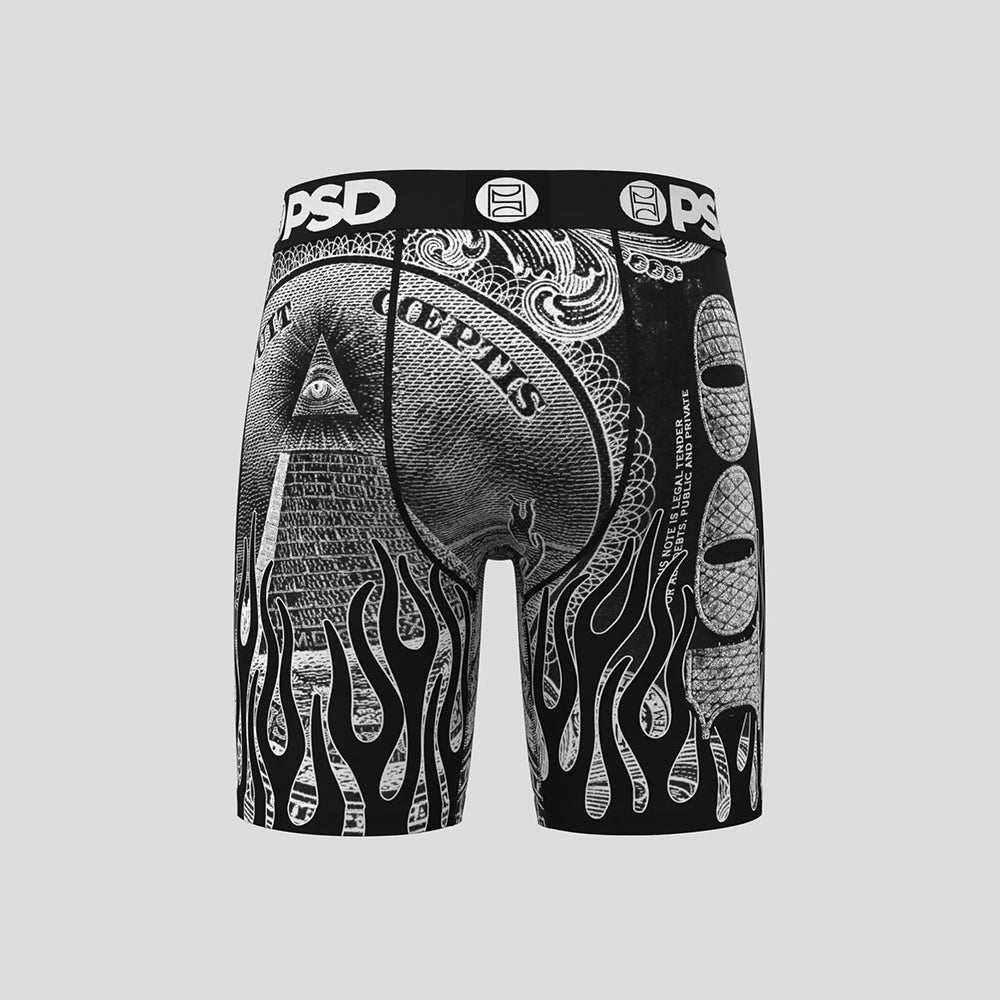 MONEY- 平口四角褲-美鈔火焰-黑色