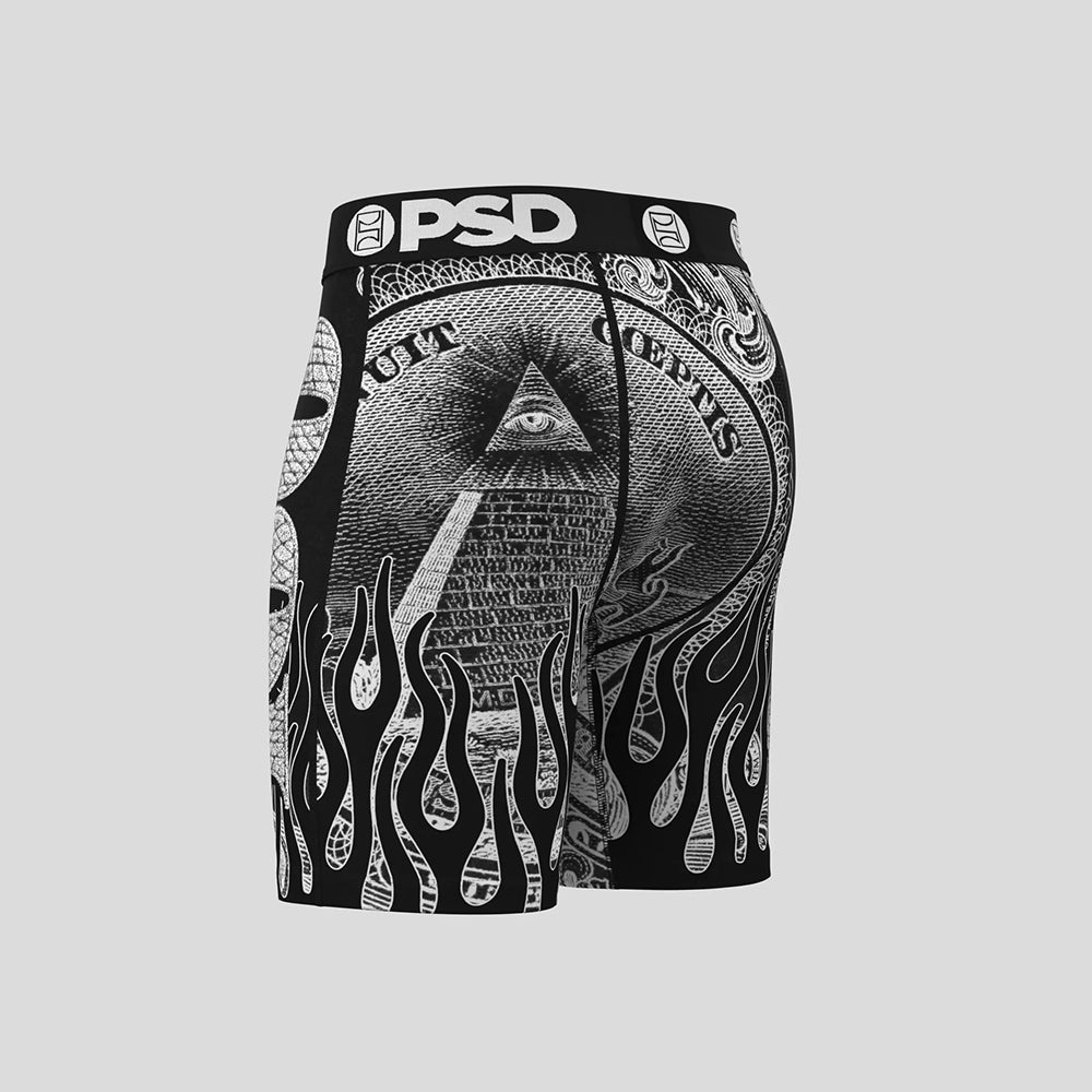 MONEY- 平口四角褲-美鈔火焰-黑色