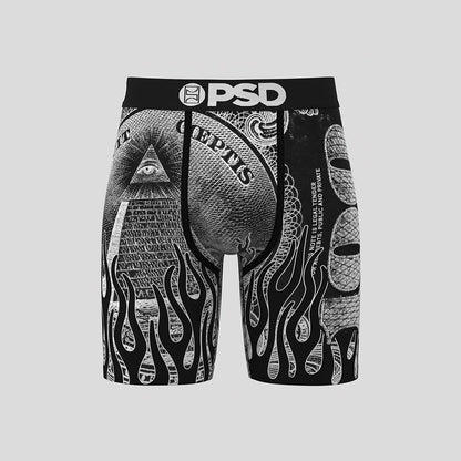 MONEY- 平口四角褲-美鈔火焰-黑色