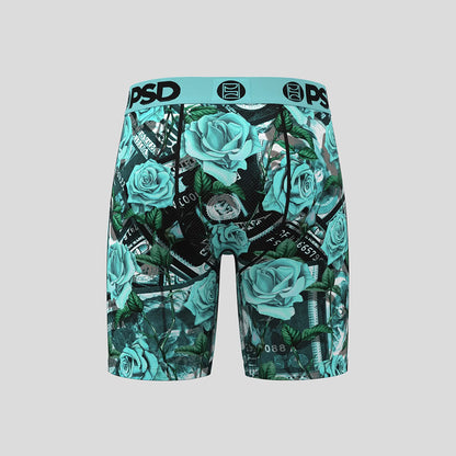 WARFACE- 平口四角褲-莫蘭迪玫瑰花-綠色