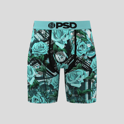 WARFACE- 平口四角褲-莫蘭迪玫瑰花-綠色