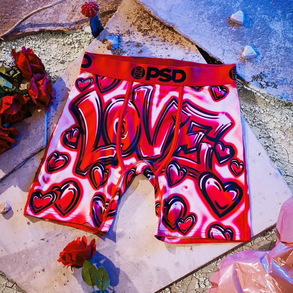 RECREATION- 平口四角褲-愛到冒泡-紅色