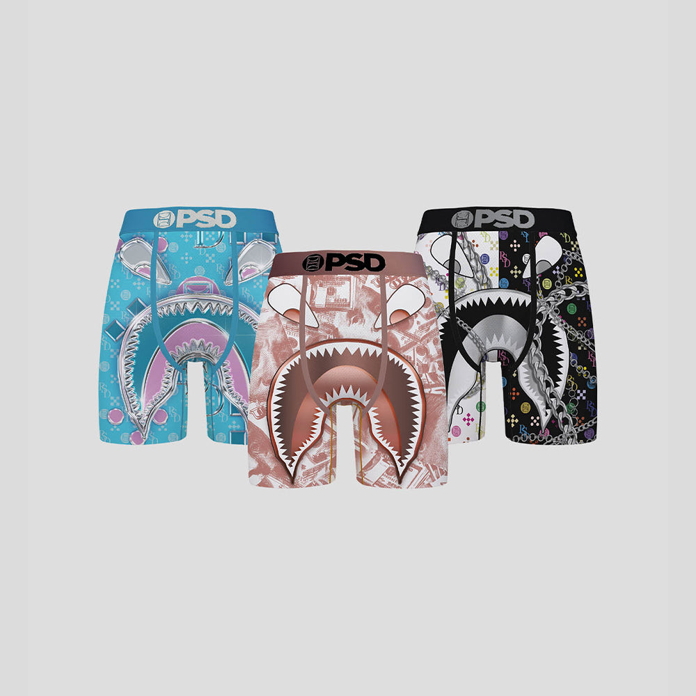 3件組-平口四角褲-戰士臉-粉色