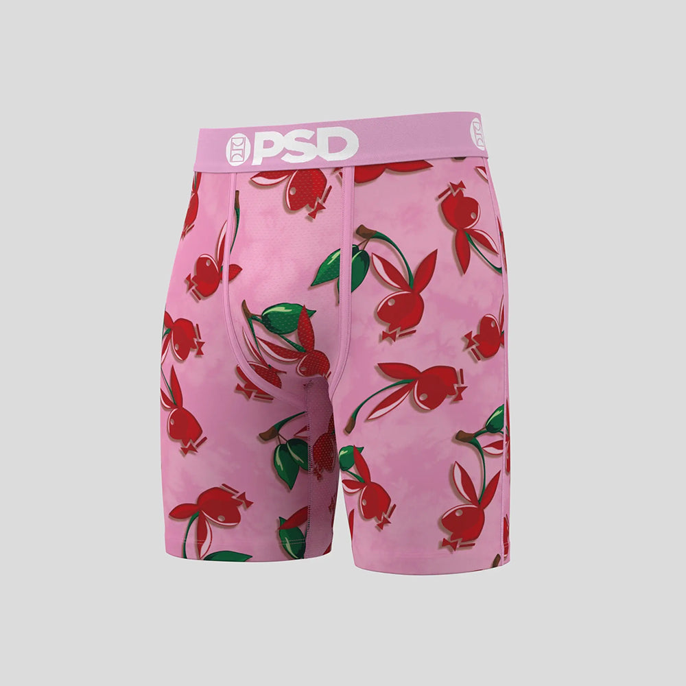 PLAYBOY- 平口四角褲-櫻桃兔女郎-粉色