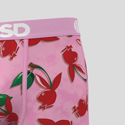 PLAYBOY- 平口四角褲-櫻桃兔女郎-粉色