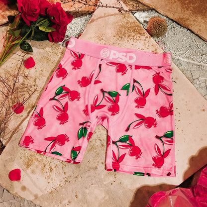 PLAYBOY- 平口四角褲-櫻桃兔女郎-粉色