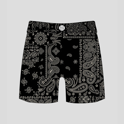 ESSENTIAL- 短褲-佩斯利花紋-黑色